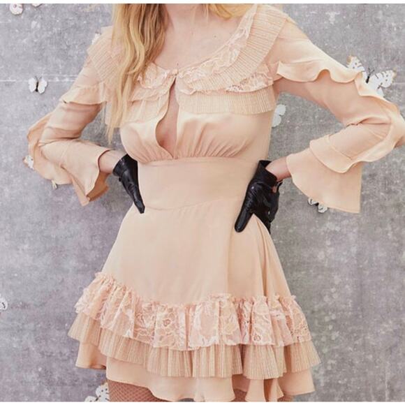 For Love And Lemons Claire Pleated Ruffle Dress - Picture 2 of 16